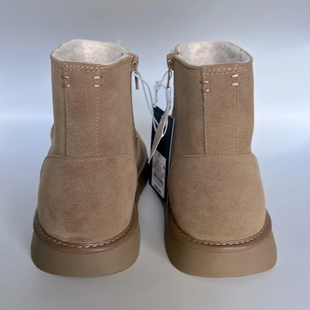 Universal Thread May Faux Suede Ankle Booties Memory Foam Zipper Closure Tan